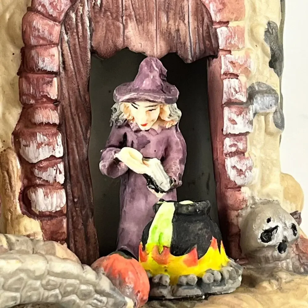 Halloween Village Lighted Laboratory Witches Brew Mummy Haunted House Ceramic